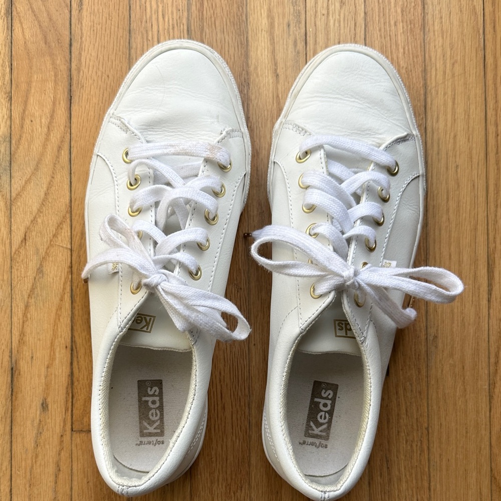 Keds Women's White and Gold Sneakers